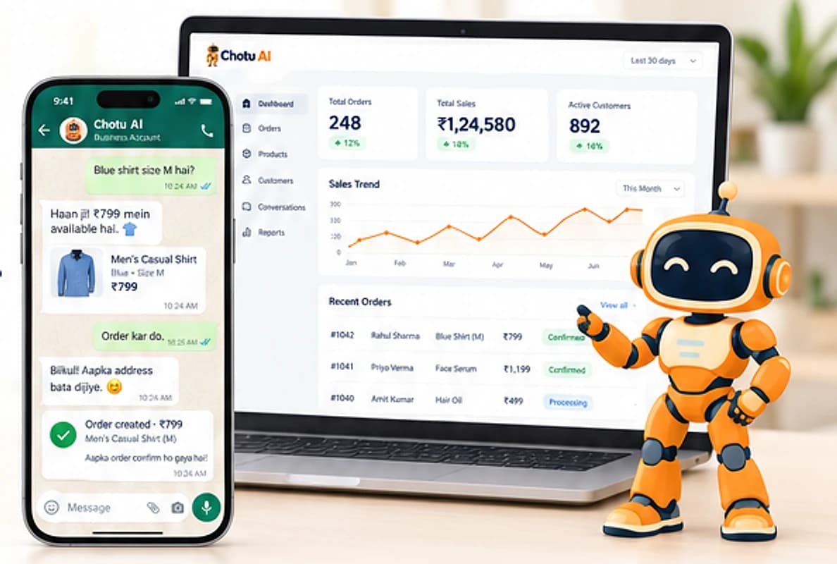 Chotu AI on WhatsApp and the dashboard